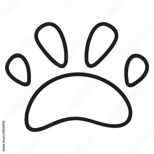Dog footprint. Animal paw print.Isolated on white background.Doodle sketch style vector illustration.