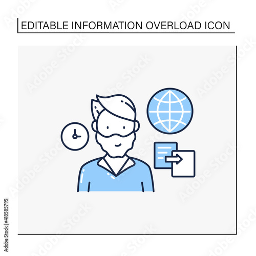 Data duplication line icon. Ease duplication data across the Internet. Copied information, plagiarism. Information overload concept. Isolated vector illustration.Editable stroke