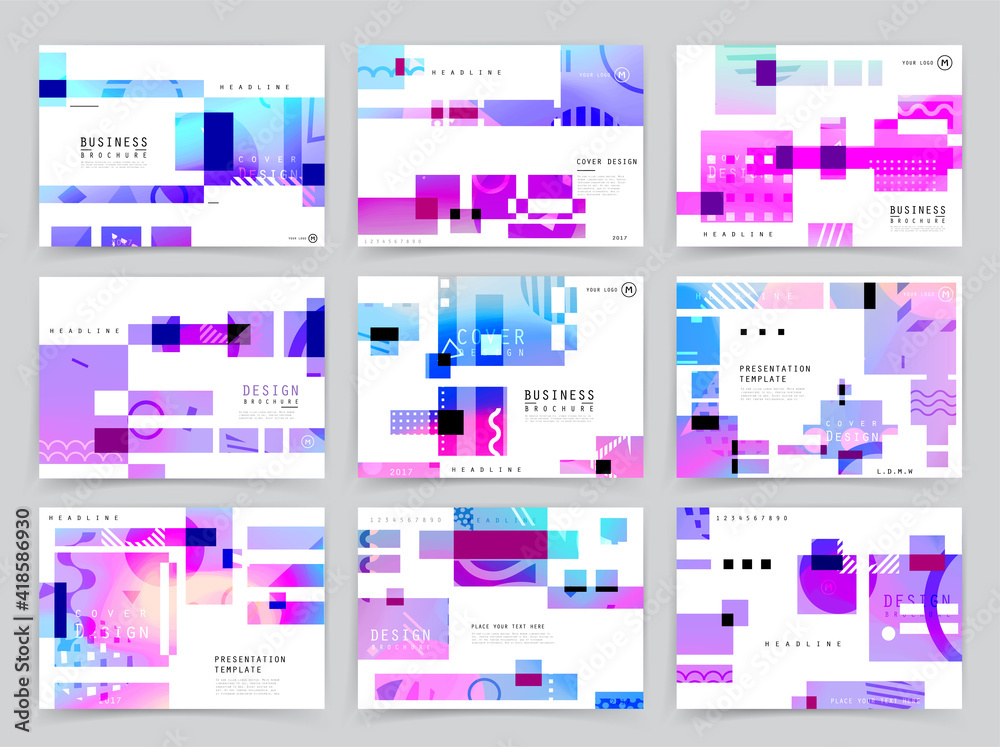 Fototapeta premium Presentation template, brochure design or cover for business purposes, layout with space for text and images.