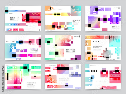 Presentation template, brochure design or cover for business purposes, layout with space for text and images.