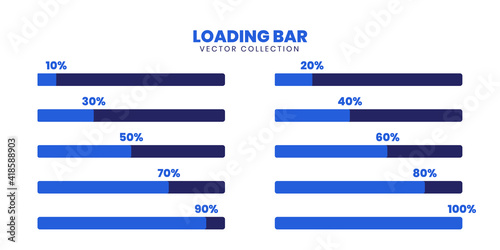 Simple blue vector loading bar, set of loading bar, blue loading bar, blue progress bar, vector bar collection