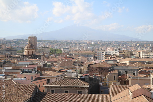 View from Church of Sant'Agata Abbey to Catania and Volcano Ethna, Italy Sicily photo