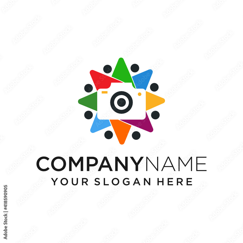 negative space camera community logo design negative space camera community logo design
