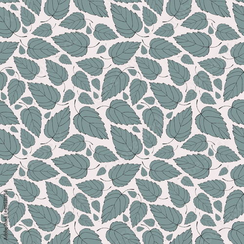 Seamless decorative light pattern with leaves 