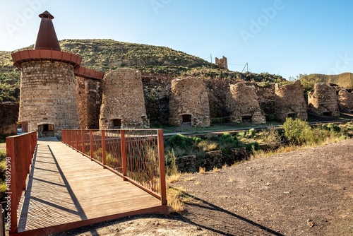 Old iron ore carbonate calcination kilns around 1900. industrial calcining furnaces