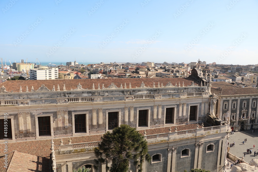 View from Church of Sant'Agata Abbey in Catania, Italy Sicily