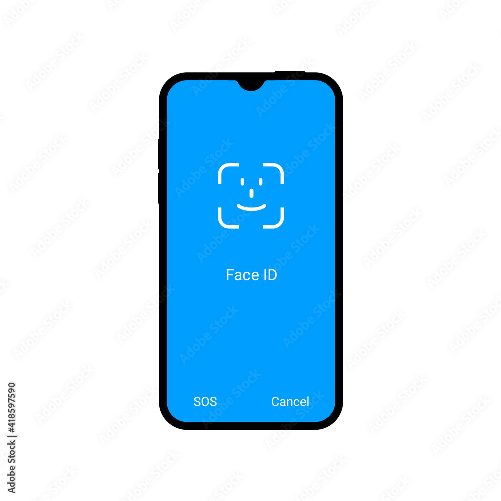 Face ID facial recognition user verification. Phone face scan biometric concept Face ID facial recognition user verification. Phone face scan biometric concept