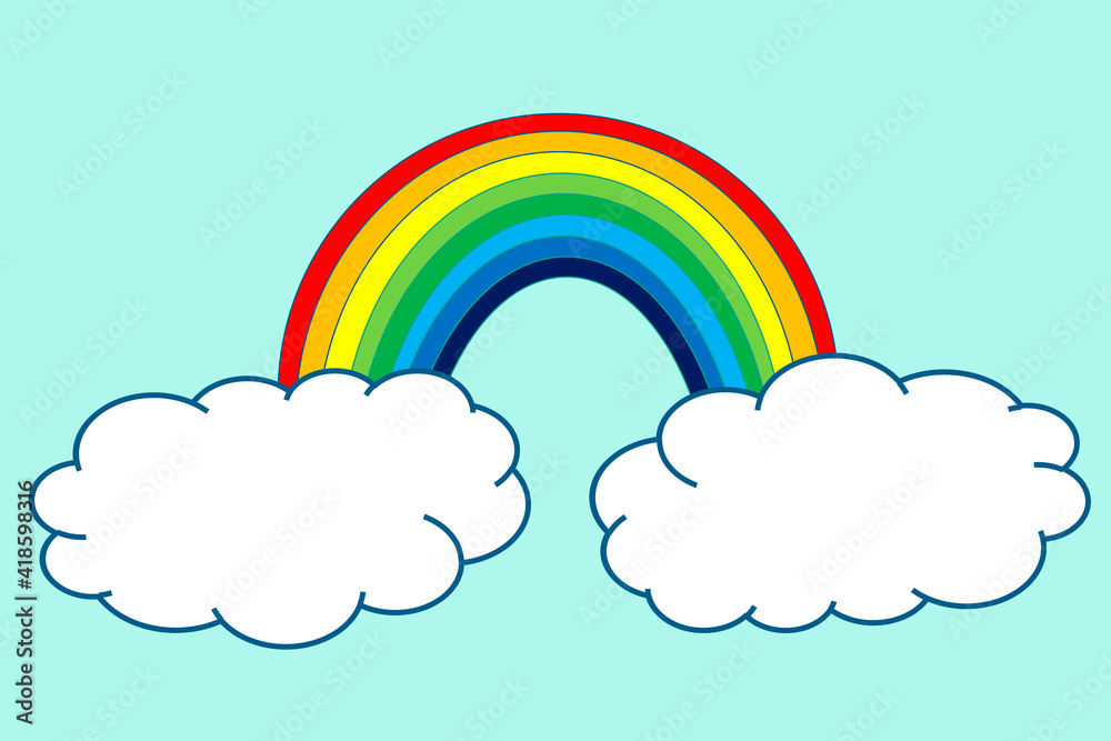 Colorful rainbow illustration with clouds