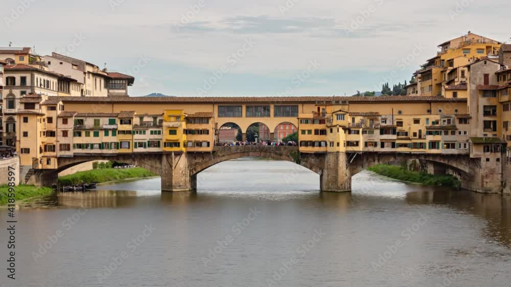 Ponte Vecchio hyper lapse, medieval stone bridge over of Arno river in Florence, Italy. Ponte Vecchio hyper lapse, medieval stone bridge over of Arno river in Florence, Italy.