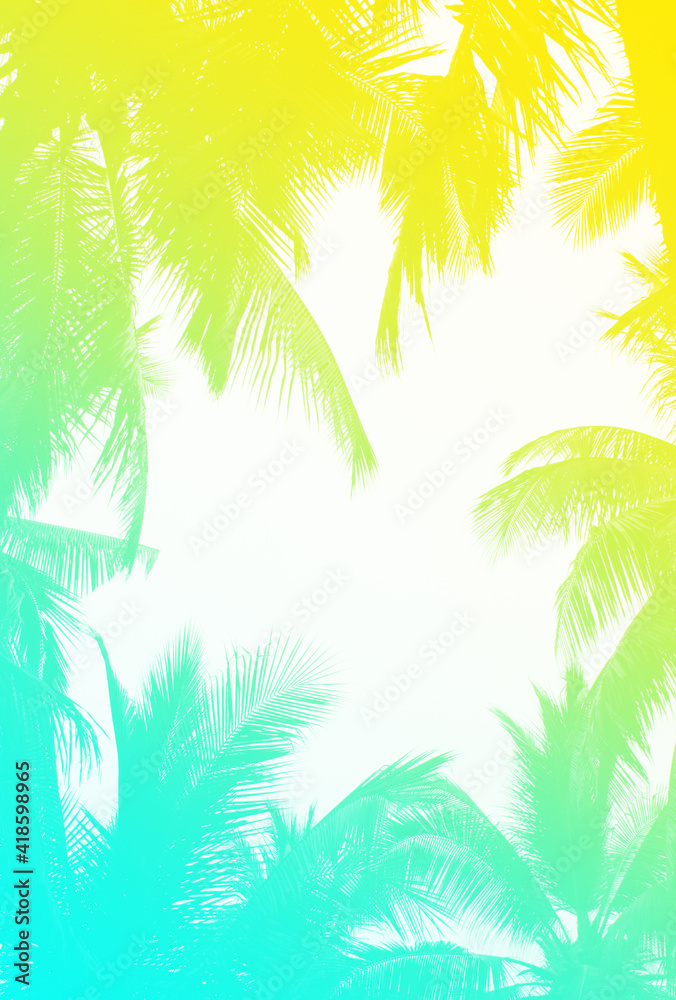 Obraz premium Neon 80s style palm leaf background