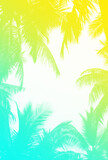 Neon 80s style palm leaf background