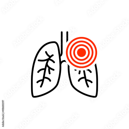 Pneumonia respiratory inflamed icon vector asthma pulmonology logo