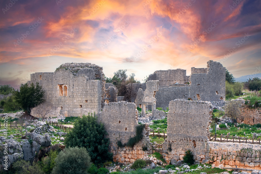 Kanlidivane. The Roman period, the place of human sacrifice of Mersin. TURKEY