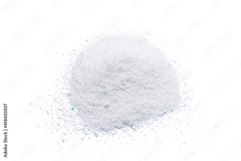 washing powder heap isolated on white background. washing detergent cut out