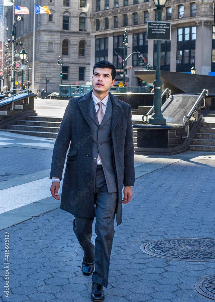 Young Business Man Walking, Traveling in New York City.