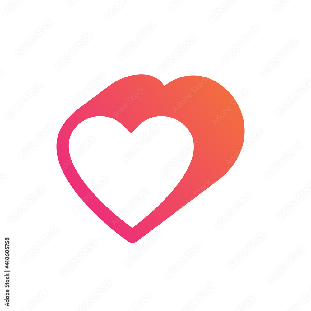 Heart logo icon design, red color love symbol, vector illustration