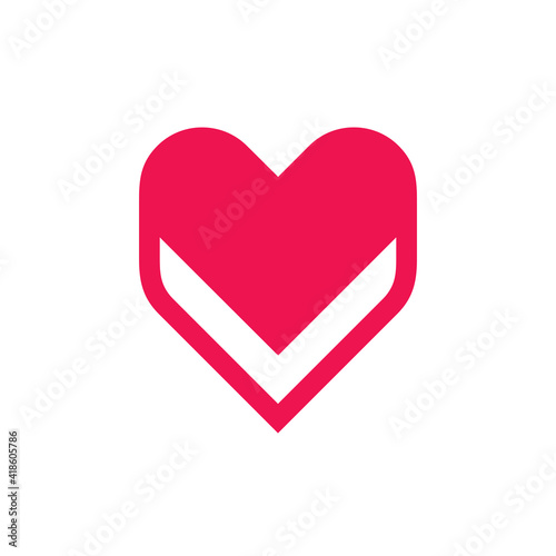 Red heart logo design, abstract love icon, isolated on white background