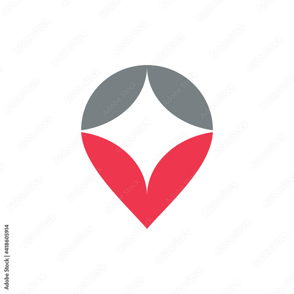 Map pin and sparkle logo design, location point and spark icon, gps pointer and light symbol Map pin and sparkle logo design, location point and spark icon, gps pointer and light symbol