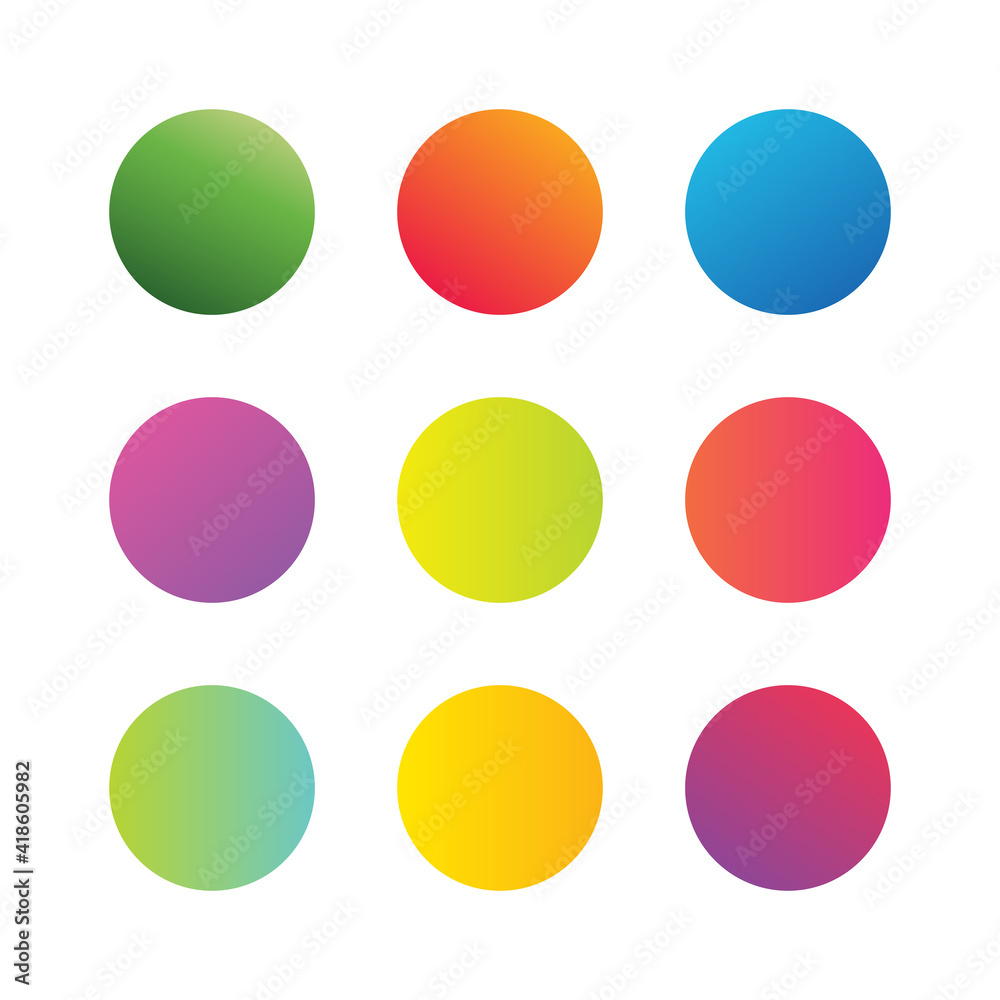 Set of circle graphic elements, abstract gradient background - Vector