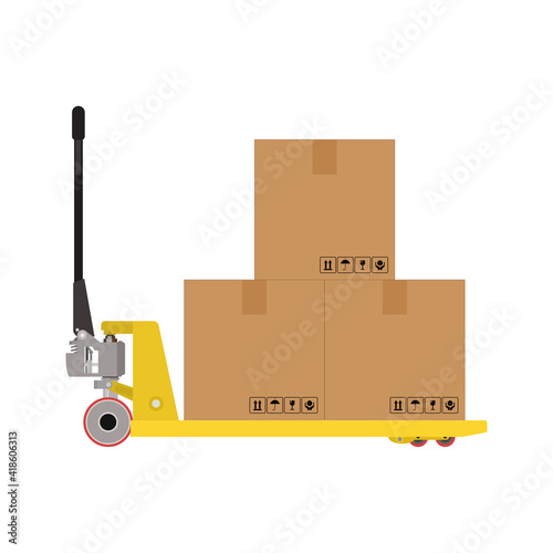 Hand lift and cardboard vector graphics