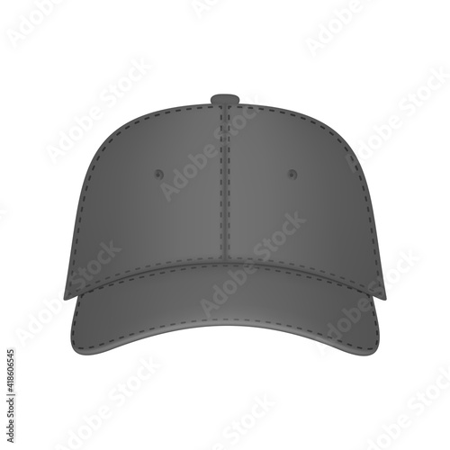 Gray baseball cap. Realistic front view white baseball cap isolated on white background vector illustration. Design template, vector eps10 illustration.