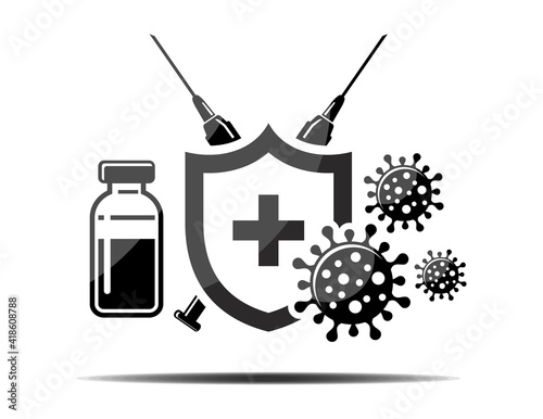Hygiene shield, vaccine bacterial prevention, immune from flu germ icon. Vector coronavirus concept