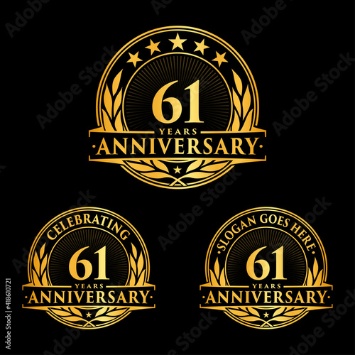 61 years anniversary collection logotype. Vector and illustration.