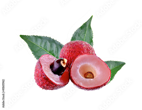 Lychees on a  white background photo