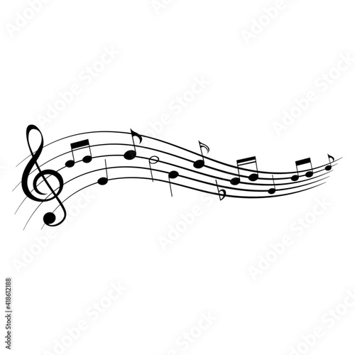Music notes, isolated musical element, vector illustration.