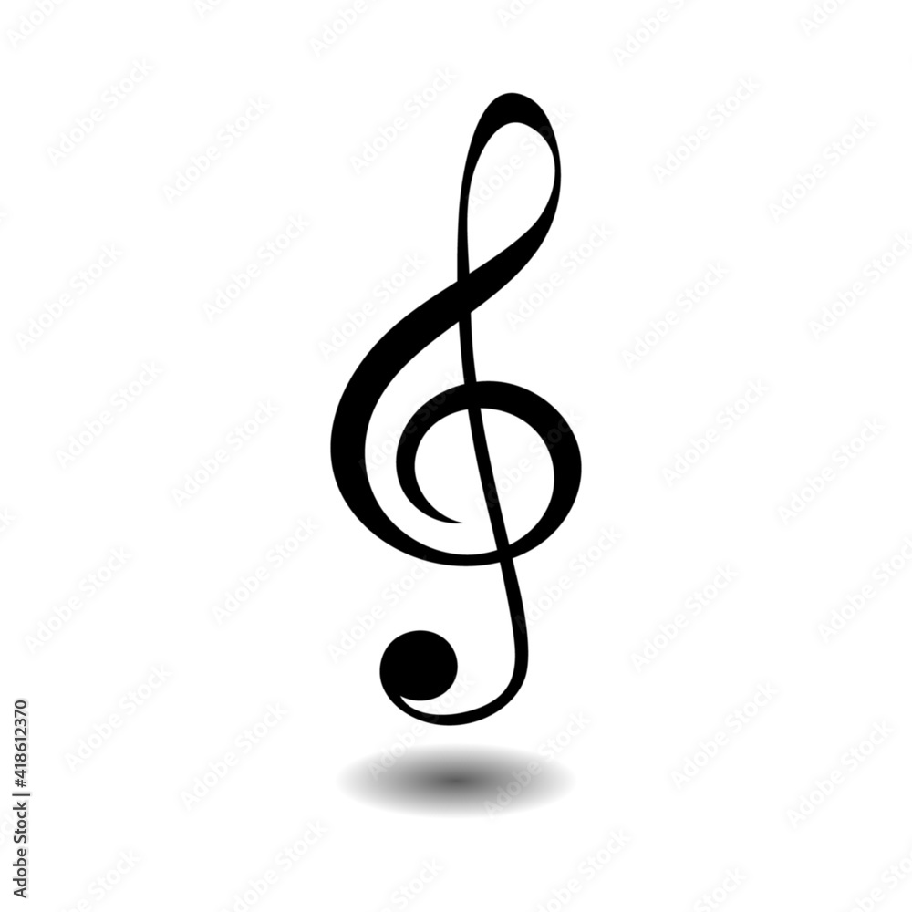 Music note clef, key, isolated vector illustration. Music note clef, key, isolated vector illustration.