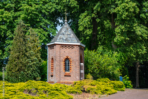 Afferden, Netherlands - May 20, 2020: Tiny private church in the woods of Afferden, Netherlands