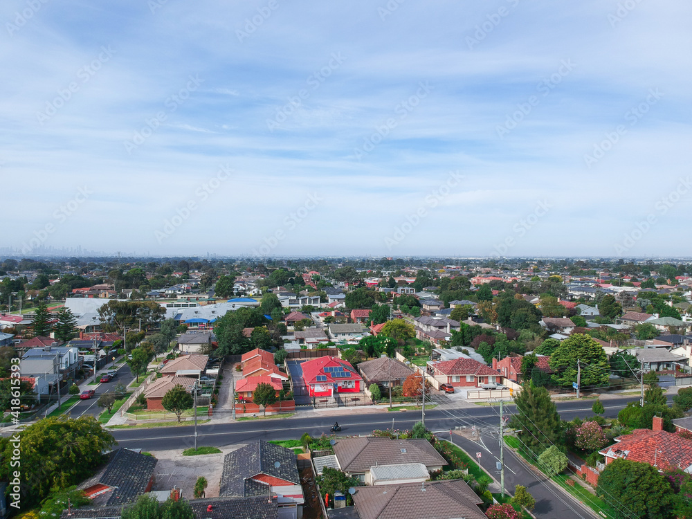 Obraz premium Panoramic aerial view of Suburban Melbourne Victoria Australia