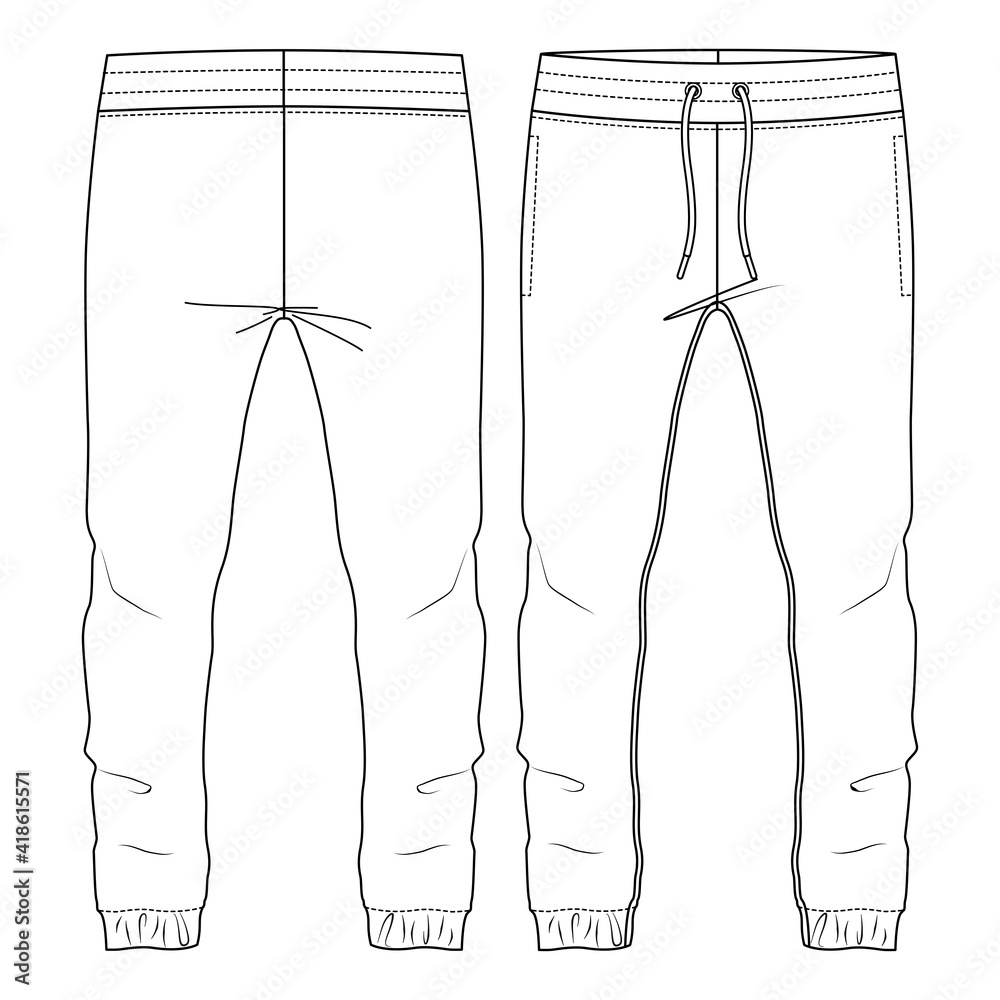 Women Chino Pant Fashion Flat Sketch Template. Girls Trousers Technical Fashion  Illustration. Slim Fit. Slanted Pockets Stock Vector - Illustration of  slim, chino: 213198274