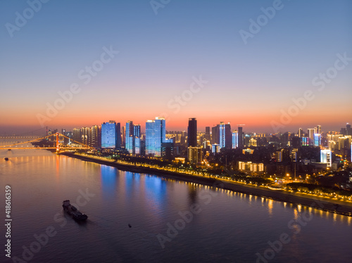 Wuhan city skyline scenery in Wuahn, Hubei, China