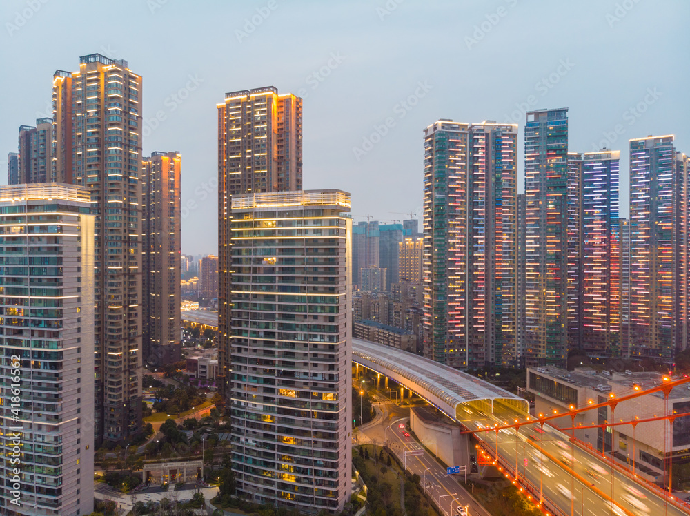 Obraz premium Wuhan city skyline scenery in Wuahn, Hubei, China