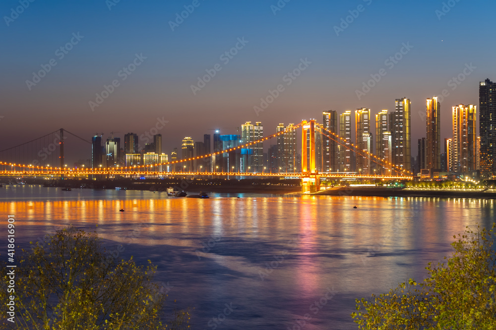 Fototapeta premium Wuhan city skyline scenery in Wuahn, Hubei, China