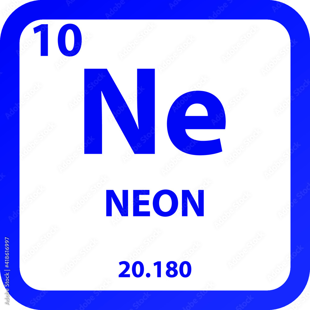 Neon Ne Noble gas Chemical Element vector illustration diagram, with atomic number, mass and electron configuration. Simple outline flat design for education, lab, science class. Neon Ne Noble gas Chemical Element vector illustration diagram, with atomic number, mass and electron configuration. Simple outline flat design for education, lab, science class.