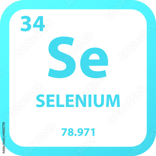 Selenium Se Non reactive metal Chemical Element vector illustration diagram, with atomic number, mass and electron configuration. Simple outline flat   design for education, lab, science class.