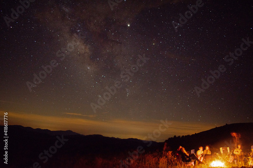 campfire under stars