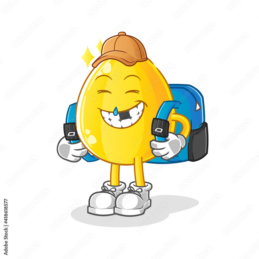 Golden egg goes to school vector. cartoon character