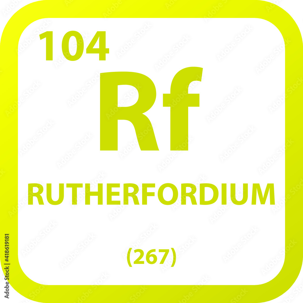 Rutherfordium Rf Transition metal Chemical Element vector illustration diagram, with atomic number, mass and electron configuration. Simple outline flat design for education, lab, science class. Rutherfordium Rf Transition metal Chemical Element vector illustration diagram, with atomic number, mass and electron configuration. Simple outline flat design for education, lab, science class.