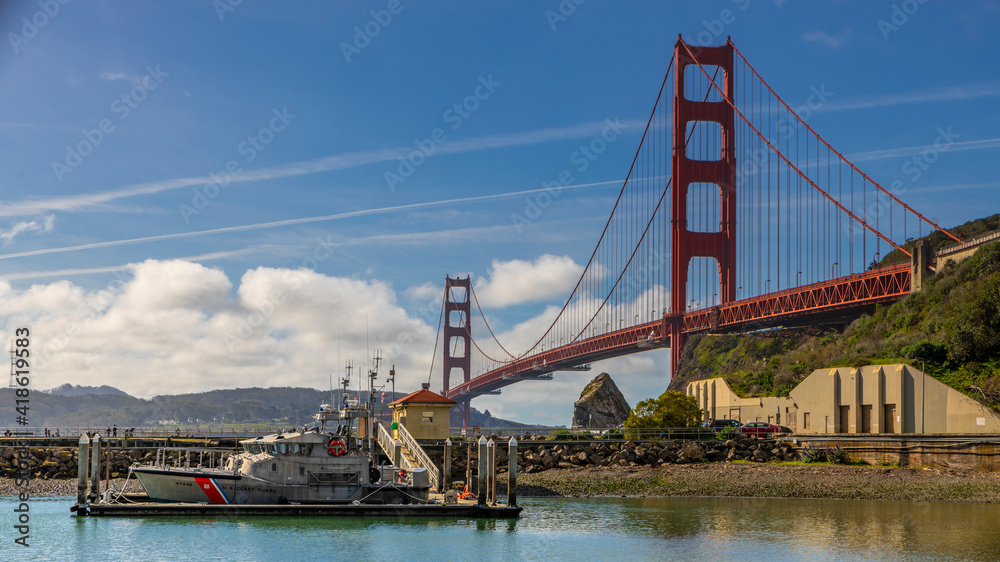 US Coast Guard Golden Gate station under the bridge in Sausalito, Ca.