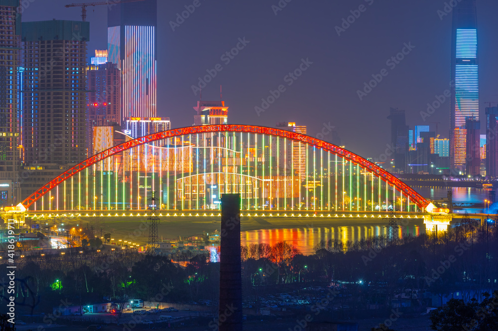Fototapeta premium Wuhan city skyline scenery in Wuahn, Hubei, China