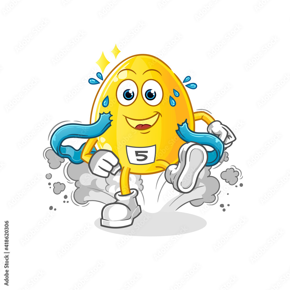 Golden egg runner character. cartoon mascot vector