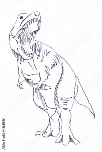 恐竜の線画イラスト © ray.e