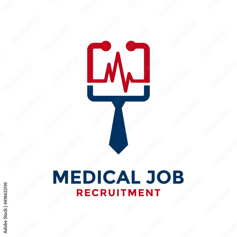 Medical job logo design template. Tie shape with stethoscope symbol concept combination. Medical job logo design template. Tie shape with stethoscope symbol concept combination.
