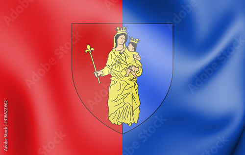 3D Flag of Bastogne (Luxembourg province), Belgium. 3D Illustration. photo