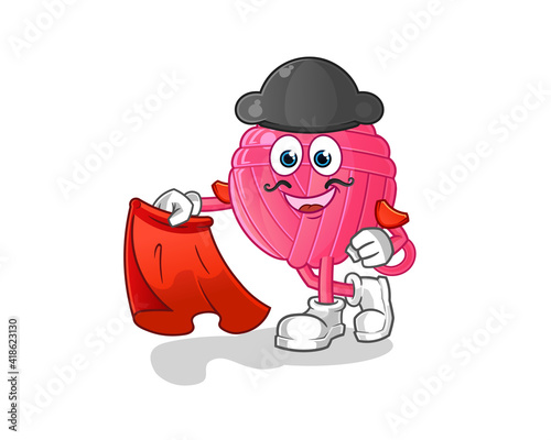 yarn ball matador with red cloth illustration. character vector