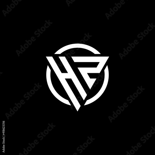 Triangle Circle logo design letter HZ. Monogram Design Vector template