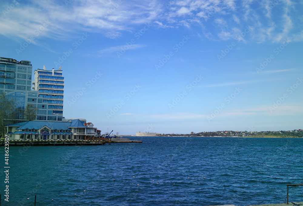 Urban landscape of Sevastopol with buildings and architecture